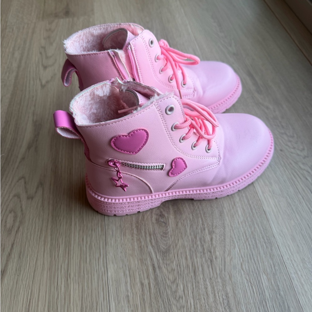 SHEIN Pink Kids Boots with Heart Accents